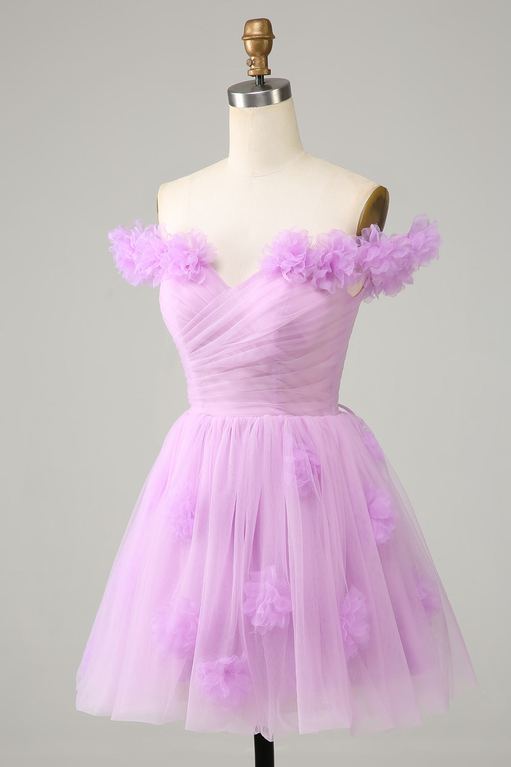 Pink Homecoming Dress Off the Shoulder Corset Prom Dress With Flowers