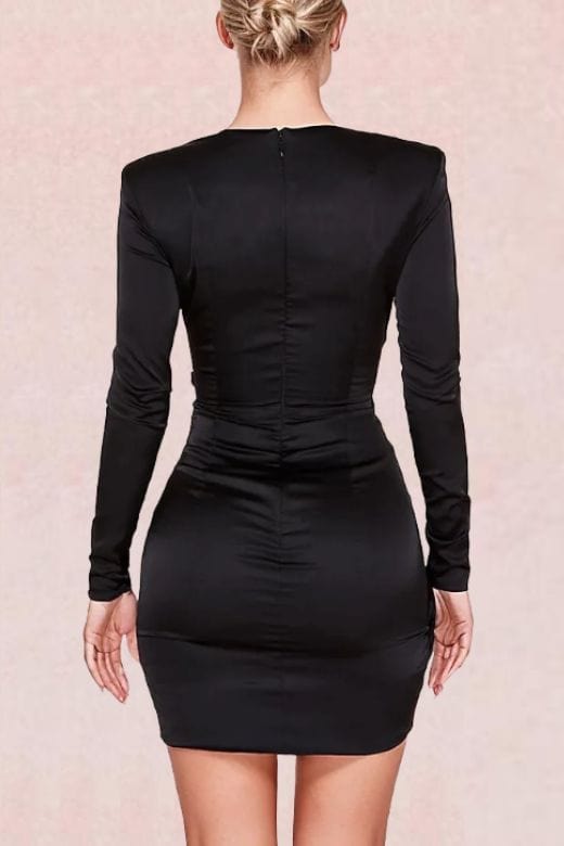 Demi Long Sleeve Bodycon Mini Dress - Classic Black