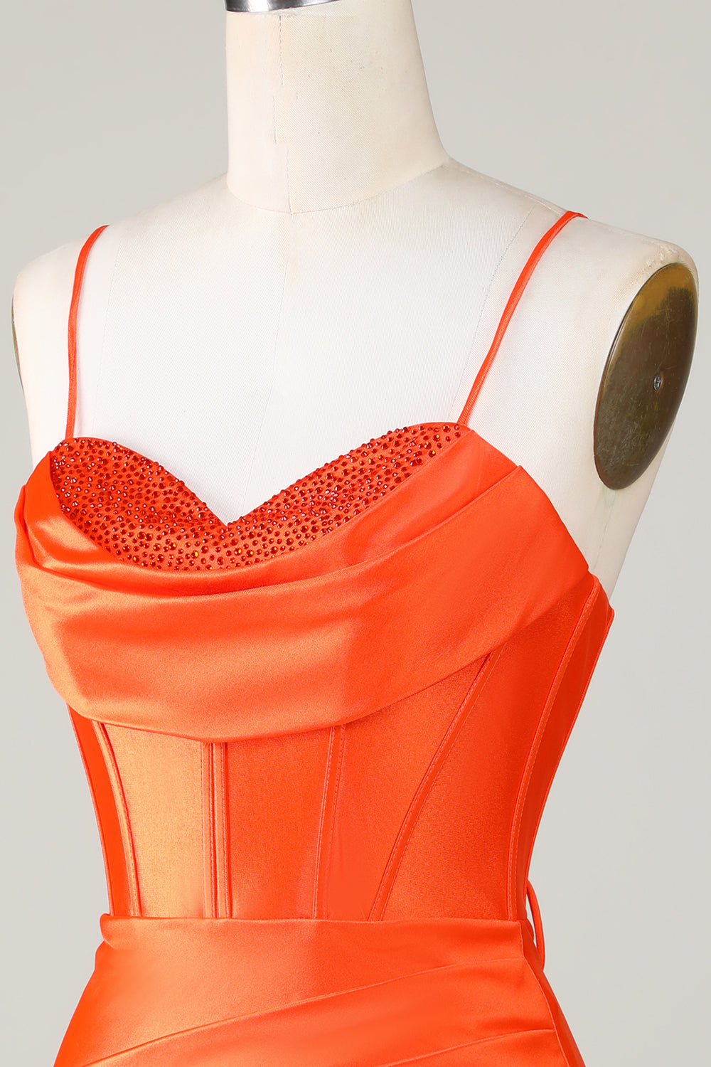 Orange Homecoming Dress Beaded Corset Tight Short Prom Dress