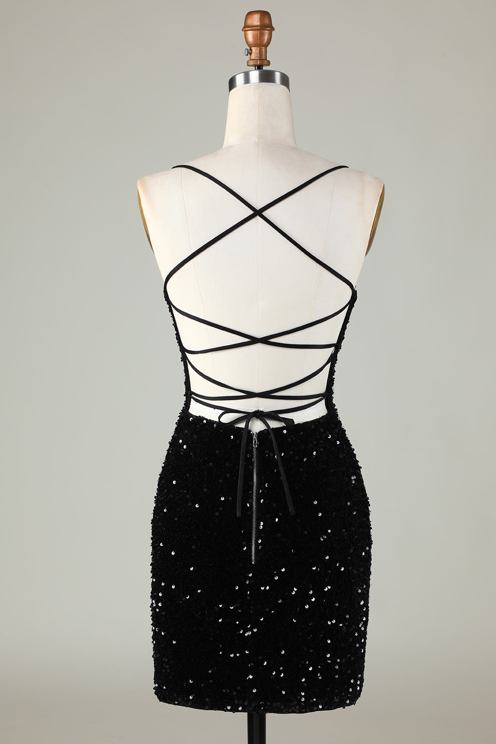 Black Homecoming Dress Zipper Backless Sequin Tight Short Prom Dress