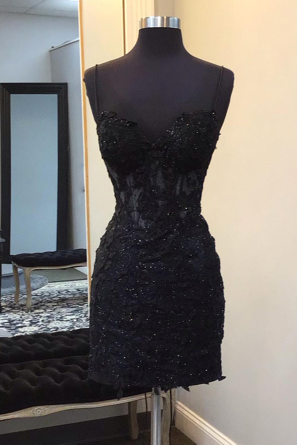 Black Homecoming Dress Corset Lace Tight Short Prom Dress