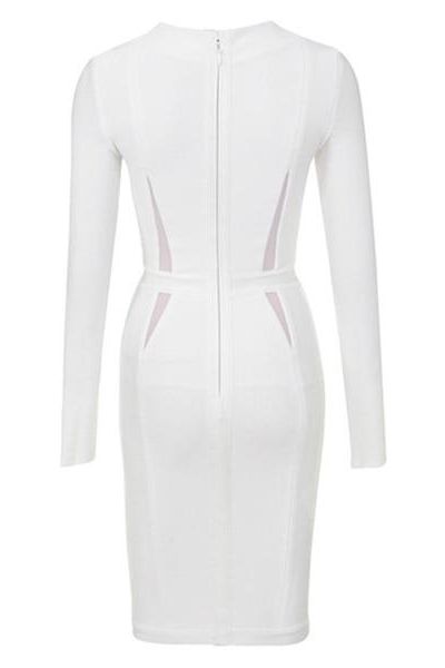 Elle Long Sleeve Bandage Dress - Pearl White