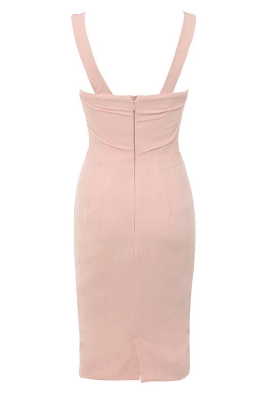 Eloise Bodycon Satin Dress - Dusty Pink