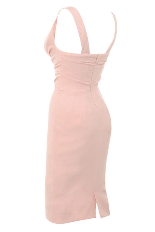 Eloise Bodycon Satin Dress - Dusty Pink