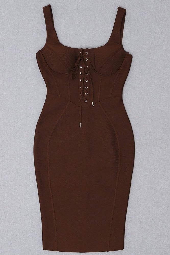 Esta Bandage Dress - Tan Brown