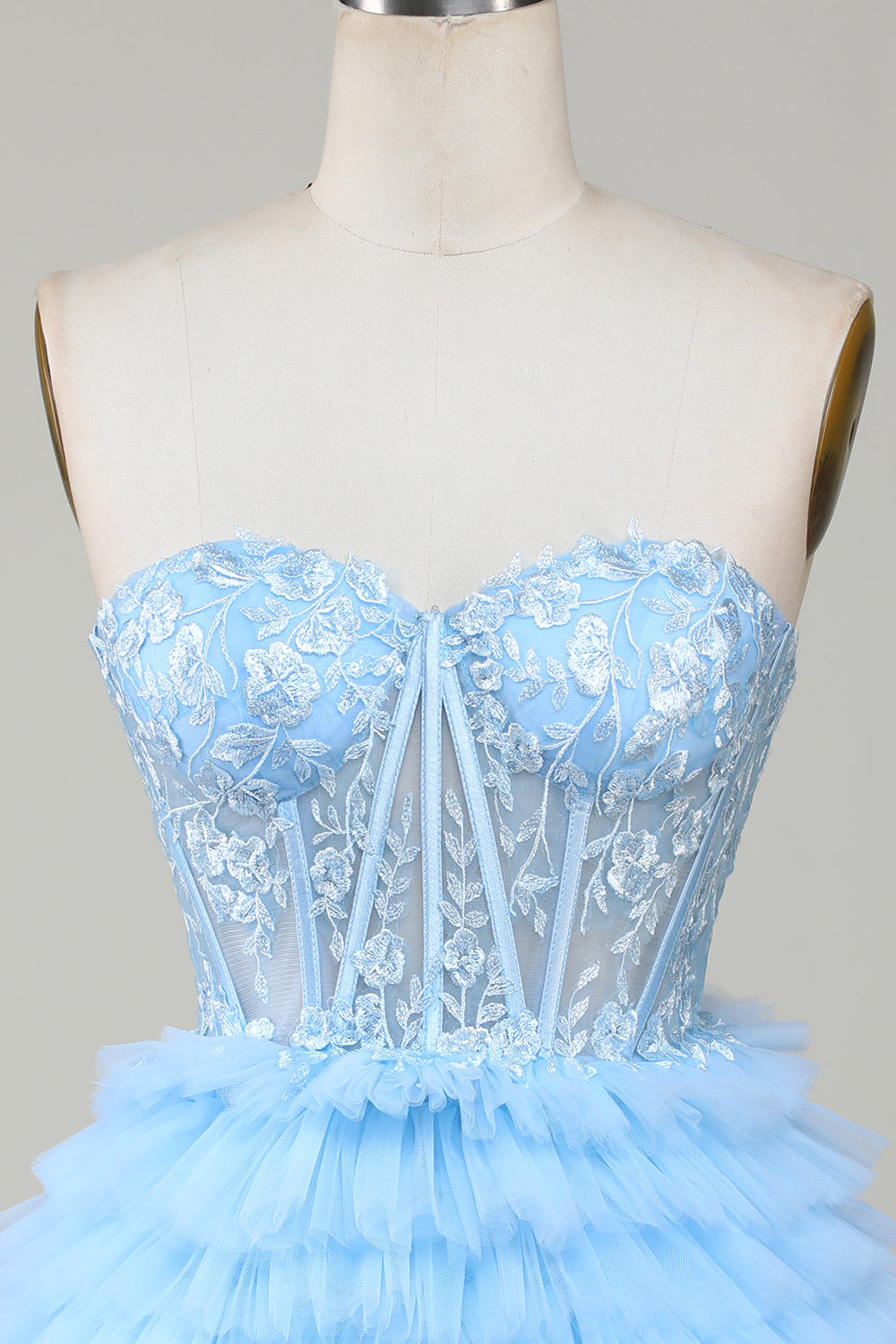 Cute A-Line Sweetheart Blue Homecoming Dress Corset Short Prom Dress with Ruffles