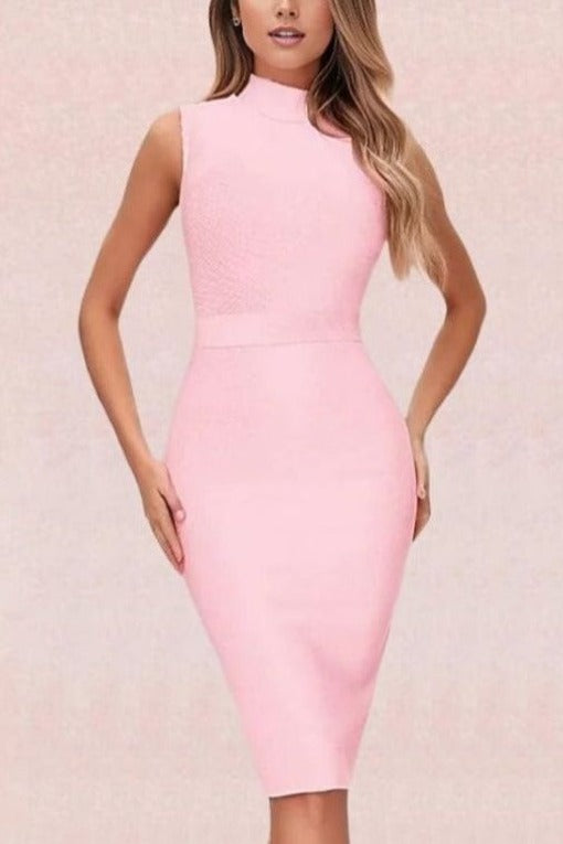 Grace Bandage Midi Dress - Dusty Pink