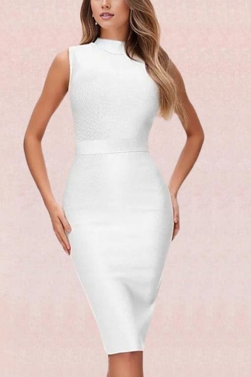 Grace Bandage Midi Dress - Pearl White