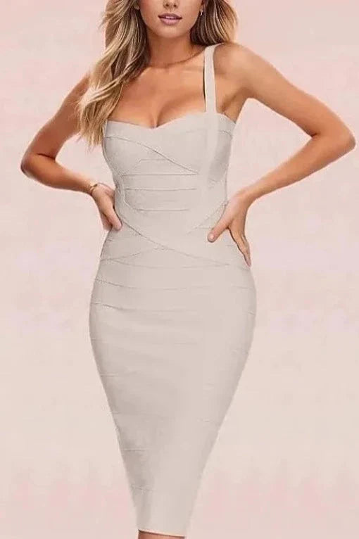 Heidi Bandage Midi Dress - Cream