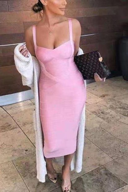 Heidi Bandage Midi Dress - Dusty Pink