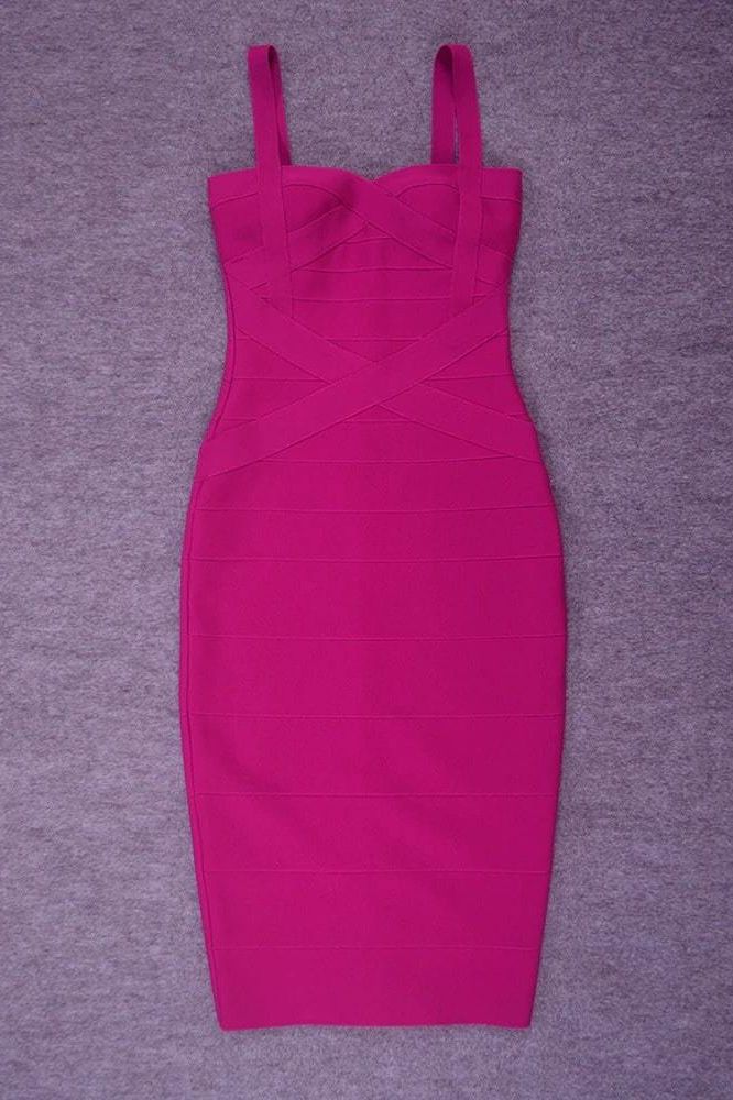 Heidi Bandage Midi Dress - Magenta Pink