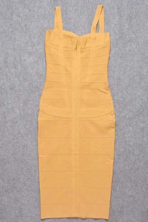 Heidi Bandage Midi Dress - Mustard Yellow