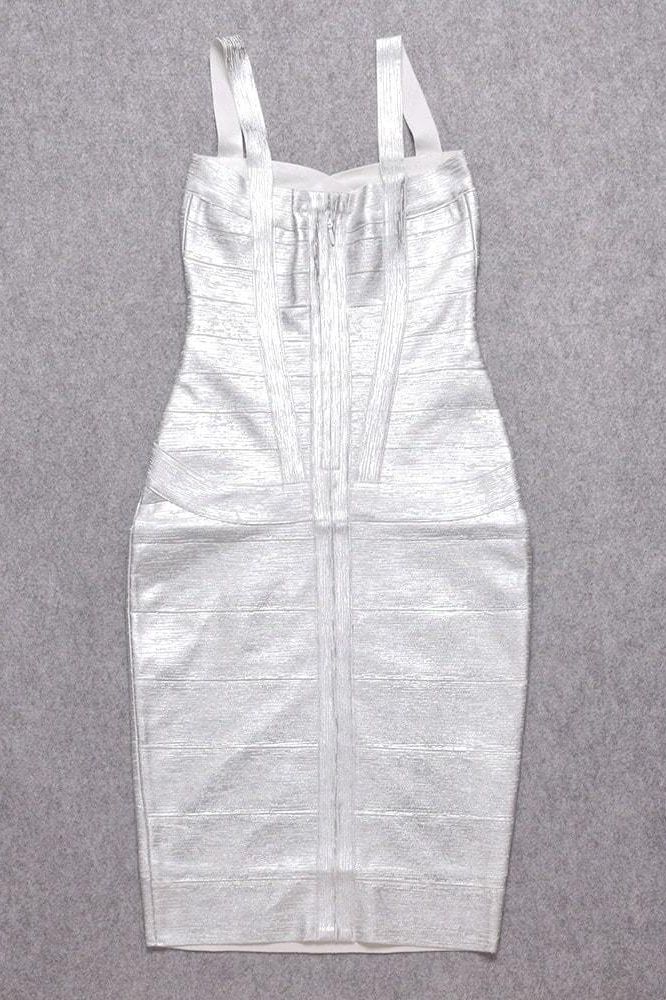 Heidi Bandage Midi Dress - Silver