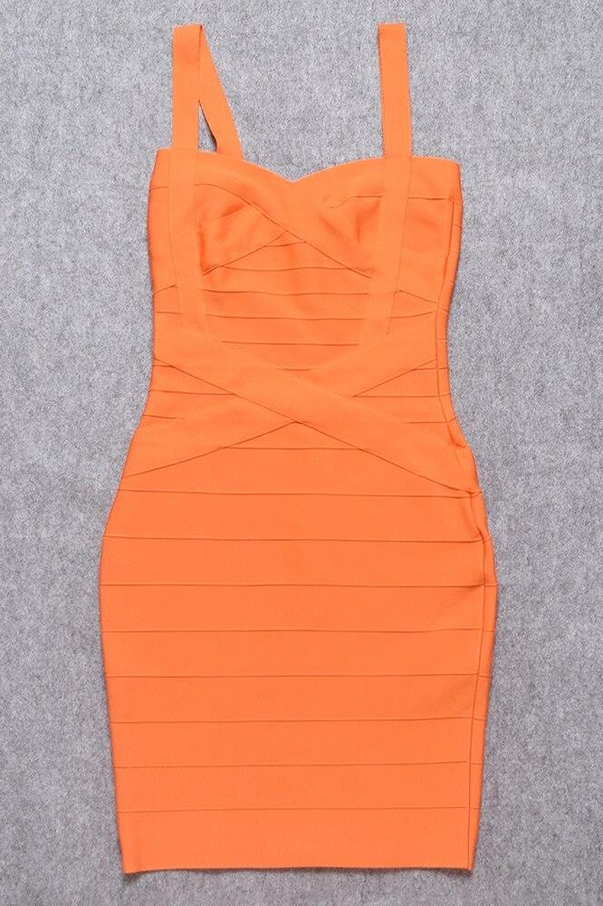 Heidi Bandage Mini Dress - Apricot Orange