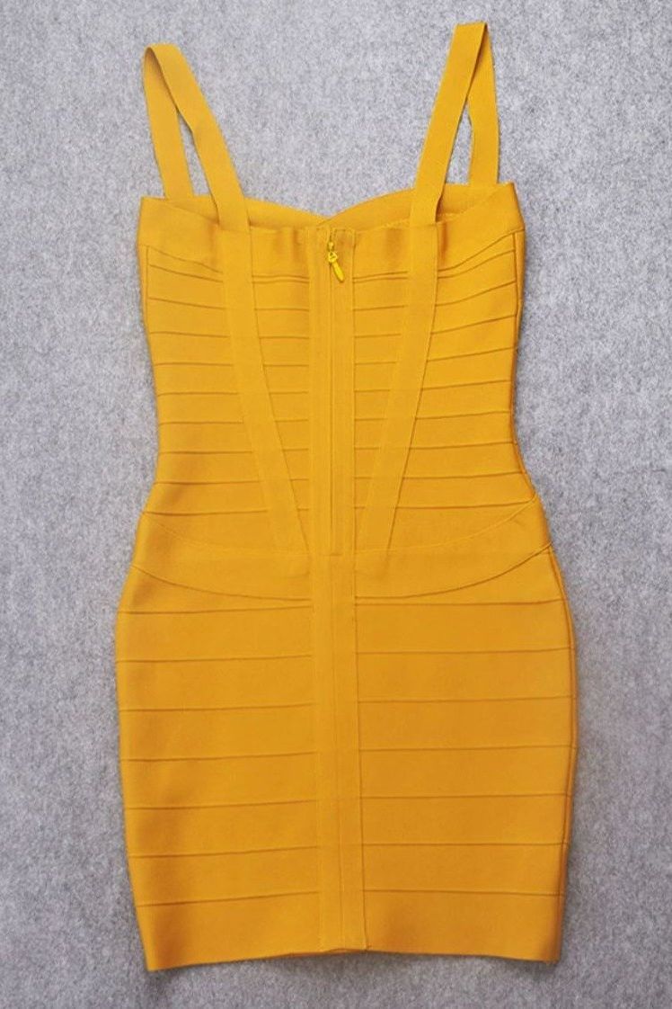 Heidi Bandage Mini Dress - Mustard Yellow