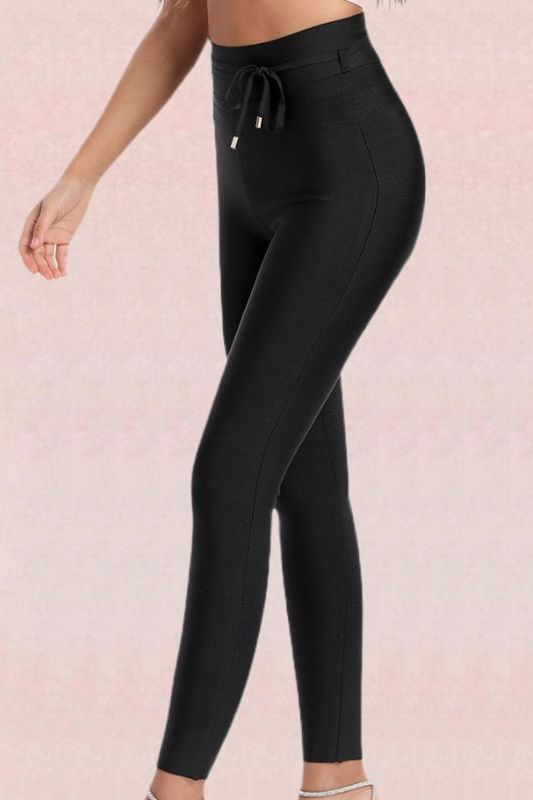 High Waist Bandage Jumpsuit Pant - Classic Black