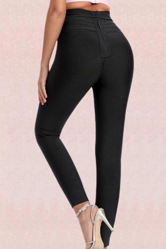 High Waist Bandage Jumpsuit Pant - Classic Black