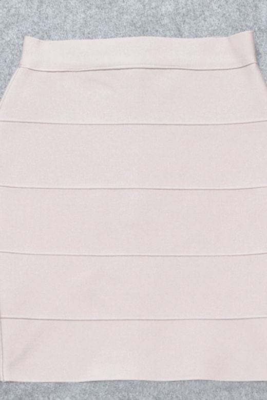 High Waist Bandage Striped Mini Skirt - Cream