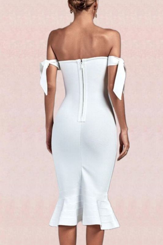 Hunter Bandage Midi Dress - Pearl White