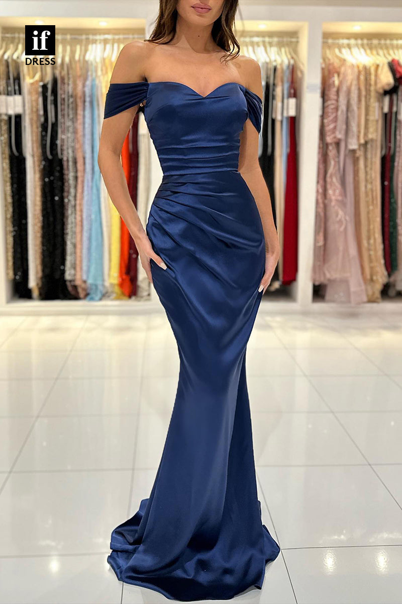 34072 - Sheath Sweetheart Pleats Long Prom Formal Dress