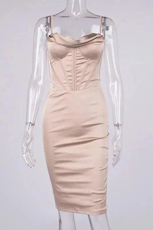 Indi Bodycon Dress - Apricot Orange