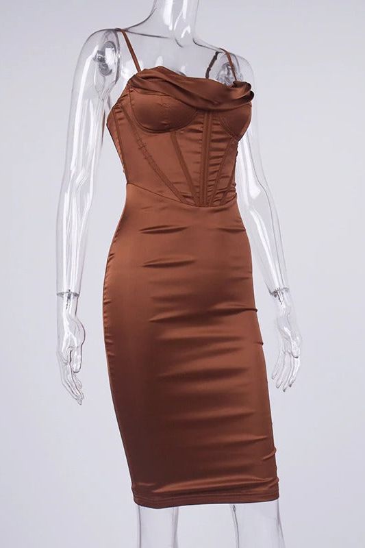 Indi Bodycon Dress - Tan Brown