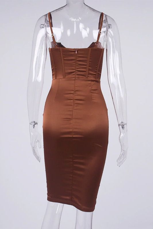 Indi Bodycon Dress - Tan Brown