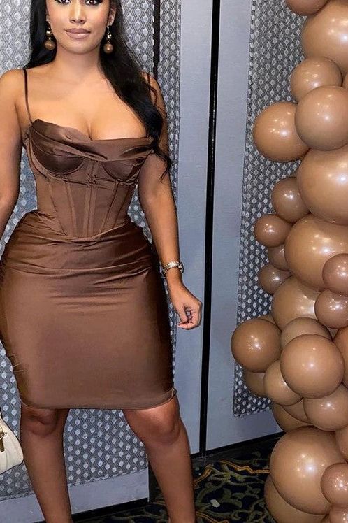 Indi Bodycon Dress - Tan Brown