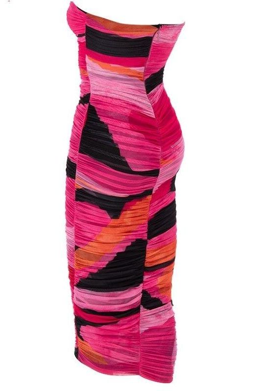 Isla Bodycon Wrap Midi Dress - Hot Pink