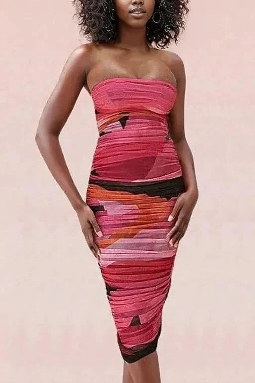 Isla Bodycon Wrap Midi Dress - Hot Pink