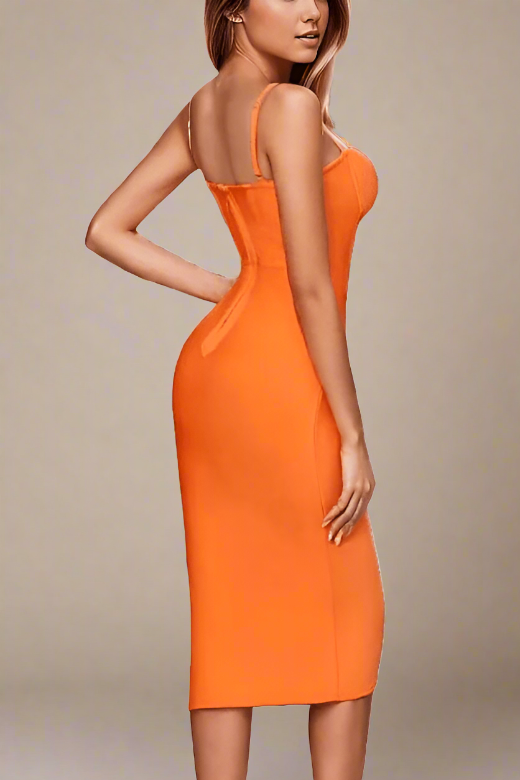 Jeni Bandage Dress - Apricot Orange