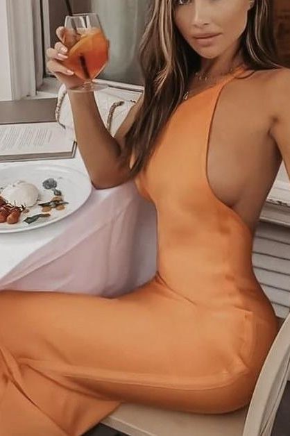 Joi Bodycon Midi Dress - Apricot Orange