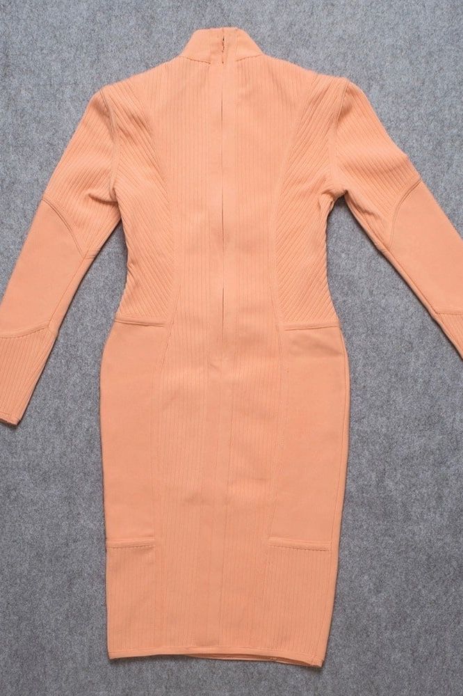 Jordan Long Sleeve Bodycon Dress - Peach