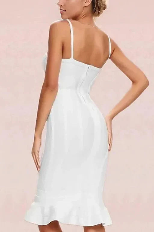 Joy Bandage Midi Dress - Pearl White