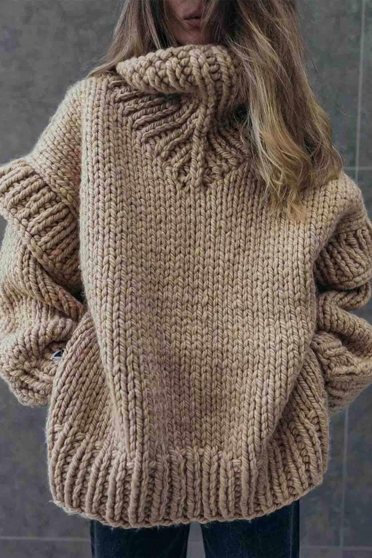 Solid Long Sleeve Cowl Neck Sweater