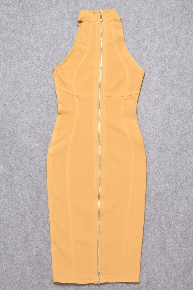 Lea Bandage Midi Dress - Mustard Yellow