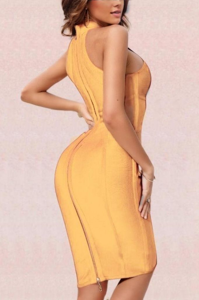 Lea Bandage Midi Dress - Mustard Yellow