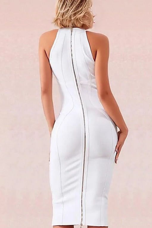 Lea Bandage Midi Dress - Pearl White