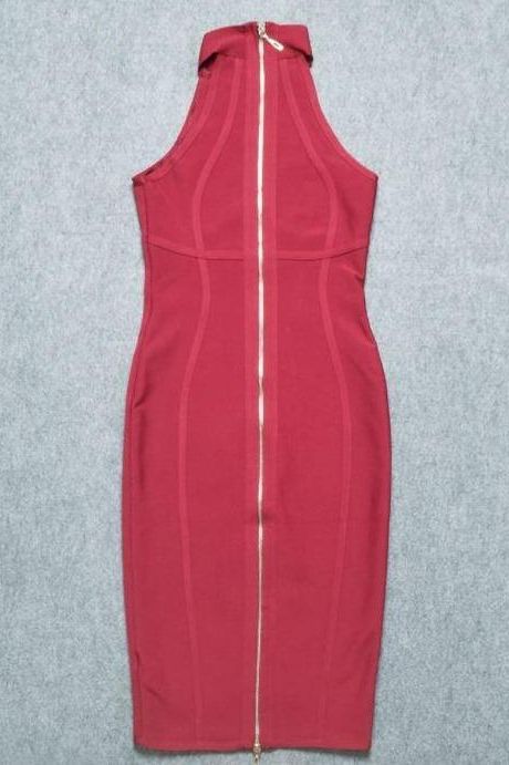 Lea Bandage Midi Dress - Red Wine