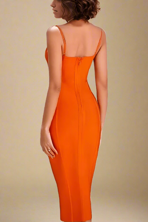 Lina Bandage Midi Dress - Apricot Orange