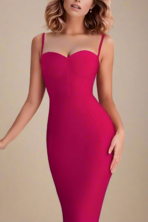 Lina Bandage Midi Dress - Magenta Pink