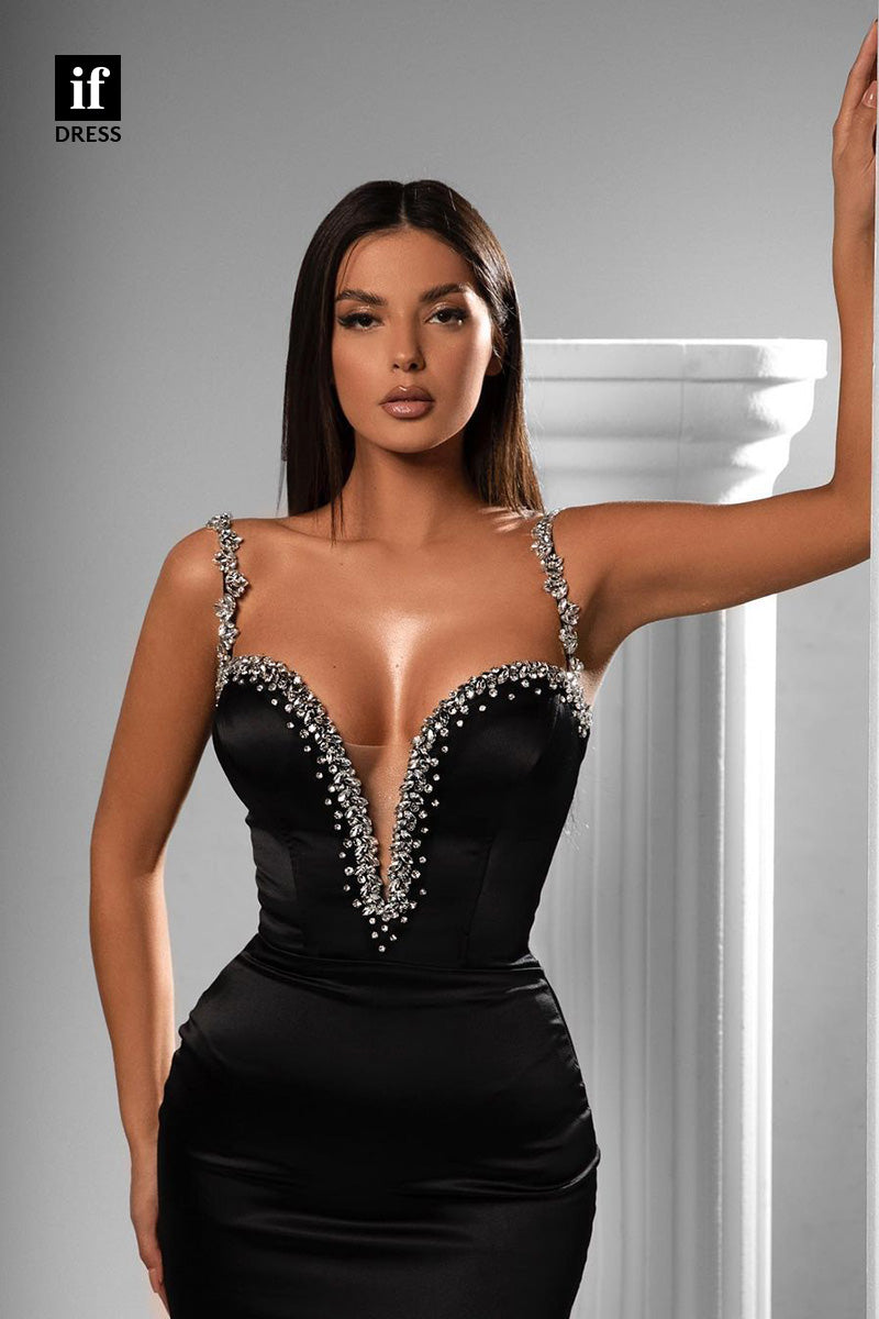 34410 - Luxurious Spaghetti Straps V-Neck Beads Prom Evening Formal Dress