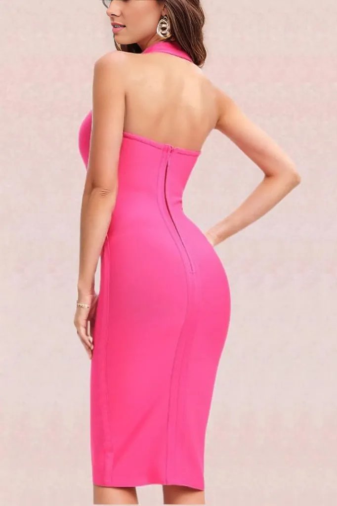 London Bandage Dress - Hot Pink