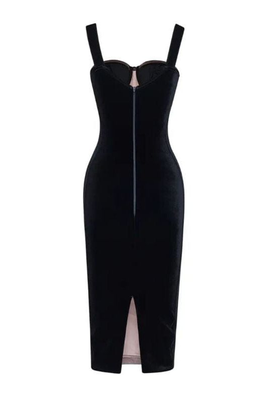 Marilyn Bodycon Wrap Midi Dress - Classic Black