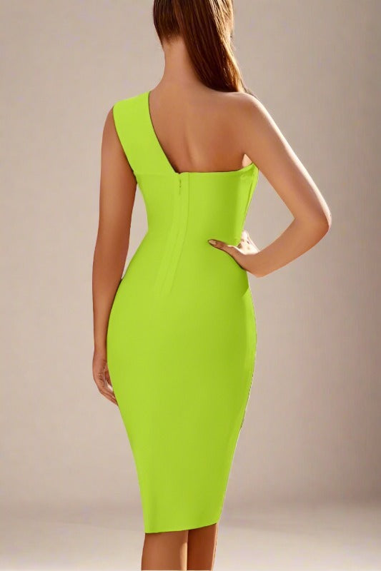 Mel Bodycon Midi Dress - Neon Green