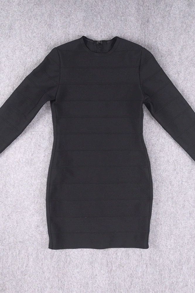 Pamela Long Sleeve Bandage Mini Dress - Classic Black