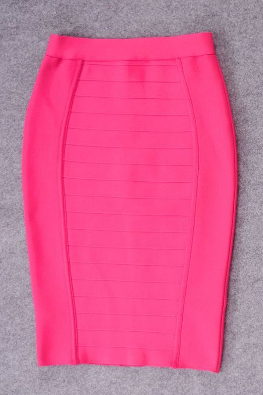 Pencil High Waist Bandage Knee Length Cocktail Skirt - Hot Pink