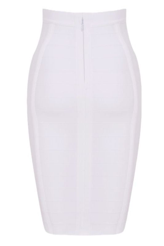 Pencil High Waist Bandage Knee Length Cocktail Skirt - Pearl White