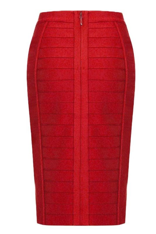 Pencil High Waist Bandage Knee Length Cocktail Skirt - Red Wine