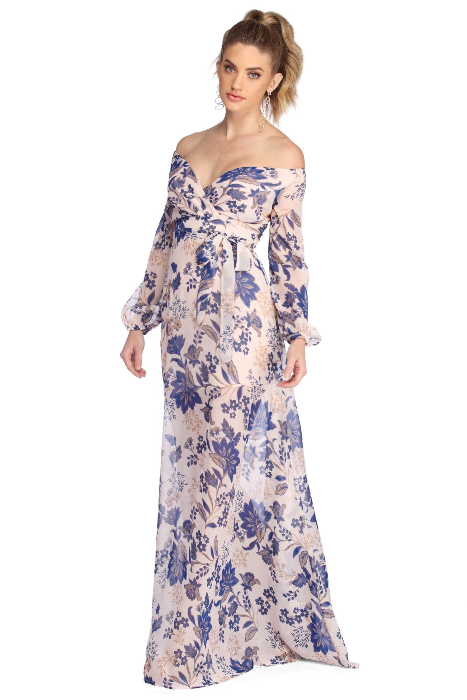 Britt Wrap Formal Floral Dress